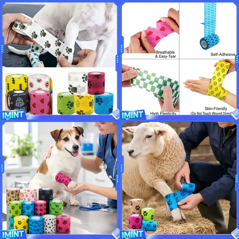 Pet Supplies First - Vendaje Cohesivo Transpirable Autoadhesivo con Diseño